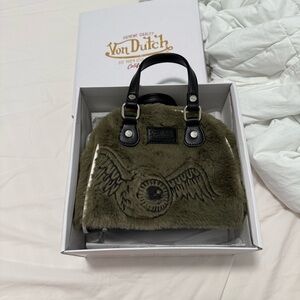 Von Dutch - Sage Green Vegan Furry Bowling Bag